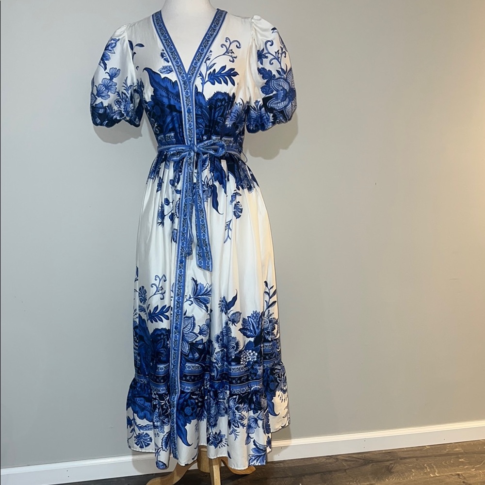 Floral Blue and White Dress